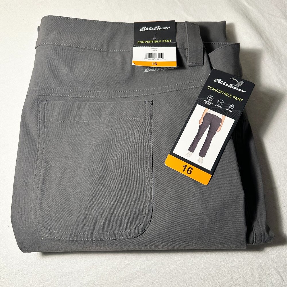 Eddie Bauer Women's Convertible Pant Size 16 Gray Adjustable Length UPF 50+ NEW - Picture 6 of 15